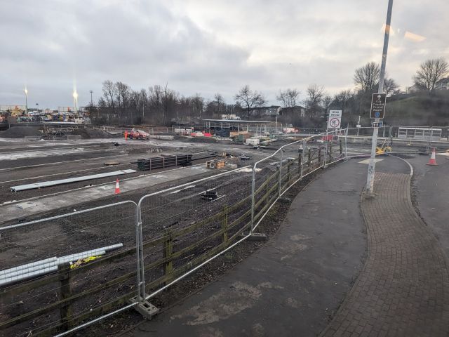 Leven railway station under construction.